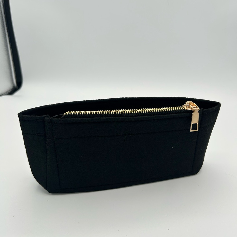 Black Cosmetic Pouch with Gold Zip